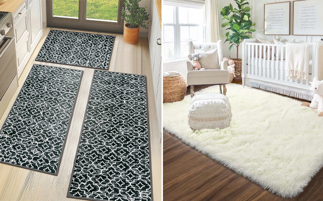 Machine Washable Non Slip Kitchen Mat 3 Pack and Gladys Indoor Rug Machine Washable Non Slip Kitchen Mat 3 Pack and Gladys Indoor Rug