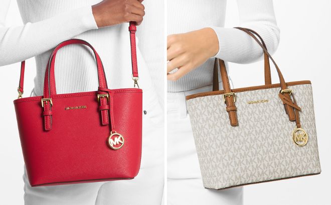 Michael Kors Jet Set Travel Extra Small Saffiano Leather Top Zip Tote Bag and Jet Set Travel Extra Small Logo Top Zip Tote Bag Michael Kors Jet Set Travel Extra Small Saffiano Leather Top Zip Tote Bag and Jet Set Travel Extra Small Logo Top Zip Tote Bag