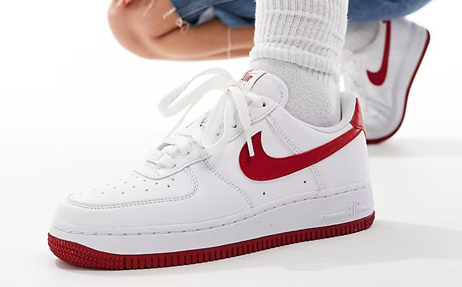 Nike Air Force 1 Sneakers in White and Red Color Nike Air Force 1 Sneakers in White and Red Color