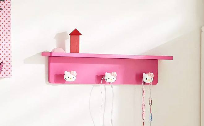 Sanrio Hello Kitty 3 Hook Hanging Wall Shelf Sanrio Hello Kitty 3 Hook Hanging Wall Shelf