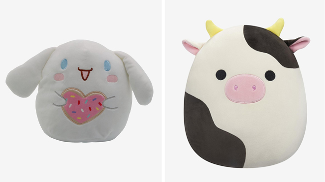 Squishmallows Cinnamoroll Valentine Plush and Squishmallows Connor Cow Plush Squishmallows Cinnamoroll Valentine Plush and Squishmallows Connor Cow Plush