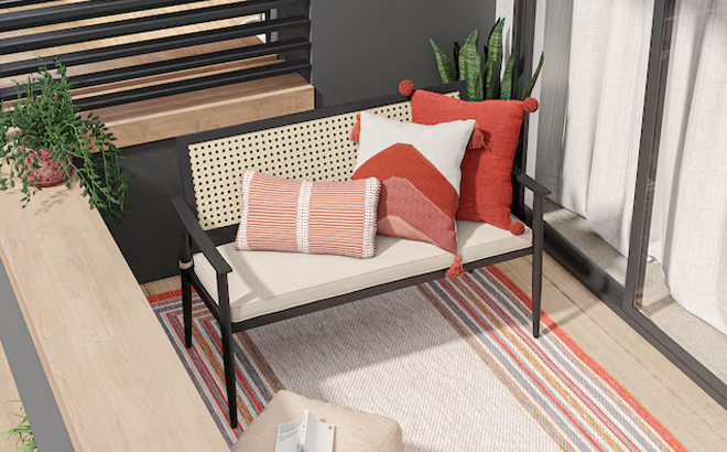 Style Selections Charlee 50 in W x 33 86 in H Wicker Steel Love Seat Bench Style Selections Charlee 50 in W x 33 86 in H Wicker Steel Love Seat Bench