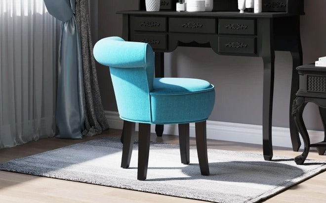 Upholstered Linen Vanity Stool Upholstered Linen Vanity Stool