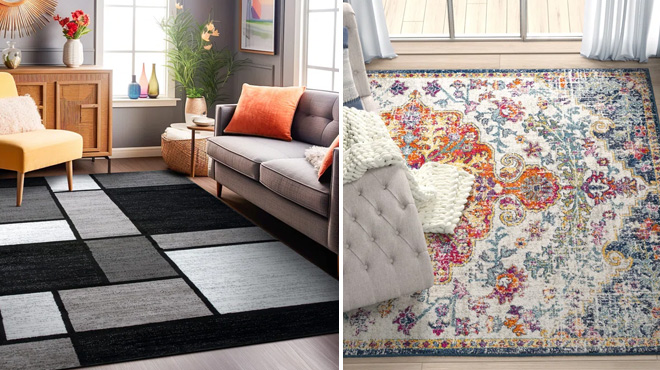 Astika Geometric Area Rug and Hillsby Oriental Rug Astika Geometric Area Rug and Hillsby Oriental Rug