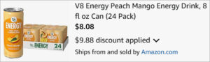 Checkout page of V8 Energy Peach Mango Juice Energy Drink 24 Pack