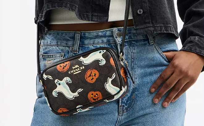 Coach Outlet Mini Jamie Camera Bag In Signature Canvas With Halloween Print