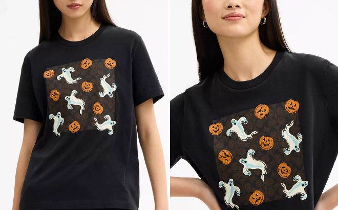 Coach Outlet Pumpkin And Ghost Signature Classic T Shirt