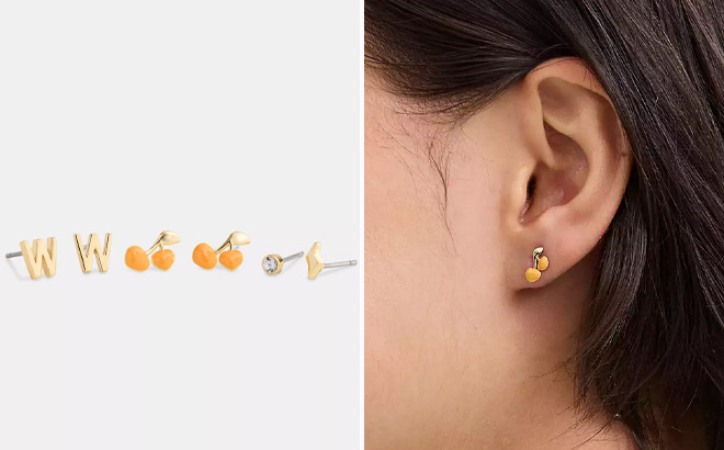 Coach Outlet W Initial Stud Earrings Set Coach Outlet W Initial Stud Earrings Set