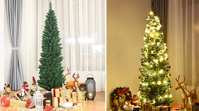 Costway 6 Foot PVC Artificial Pencil Christmas Tree with Stand