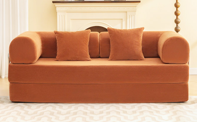 Foldable Three Person Fabric Sofa Bed