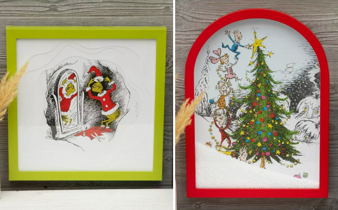 Grinch Looking In The Mirror Framed Wall Decor and Whoville Tree Arch Shaker Framed Wall Decor Grinch Looking In The Mirror Framed Wall Decor and Whoville Tree Arch Shaker Framed Wall Decor