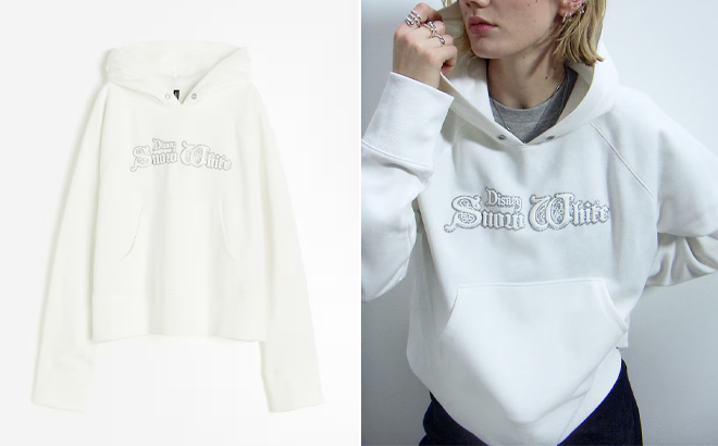 HM Oversized Hoodie in White with Motif HM Oversized Hoodie in White with Motif