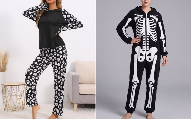 Halloween Party Cosplay Family Skeleton Print Pajama Set Halloween Party Cosplay Family Skeleton Print Pajama Set