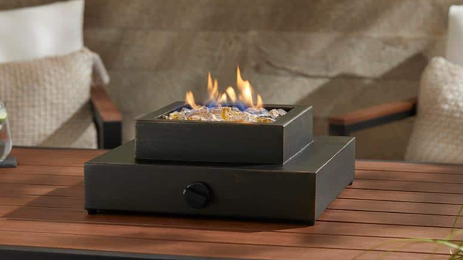 Hampton Bay Outdoor Fire Pit Table with Cover and Lava Rocks Hampton Bay Outdoor Fire Pit Table with Cover and Lava Rocks