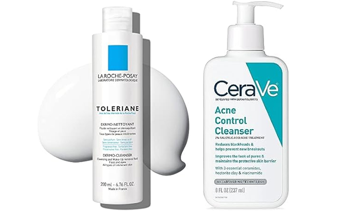 La Roche Posay Toleriane Dermo Milky Cleanser Makeup Remover and Cerave Acne Control Cleanser La Roche Posay Toleriane Dermo Milky Cleanser Makeup Remover and Cerave Acne Control Cleanser