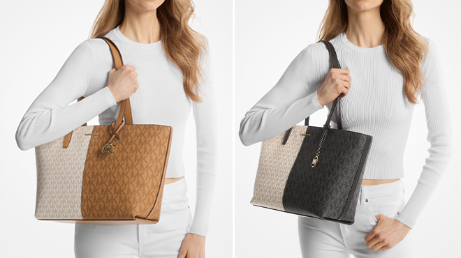 Michael Kors Jet Set Medium Two Tone Logo Tote Bag Michael Kors Jet Set Medium Two Tone Logo Tote Bag