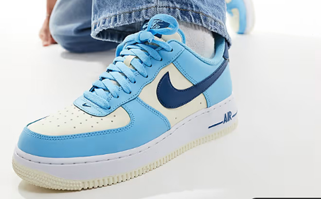 Nike Air Force 1 07 Shoes in Blue and Cream Nike Air Force 1 07 Shoes in Blue and Cream