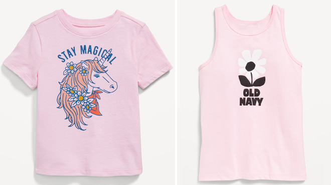 Old Navy Toddler Girls Short Sleeve Graphic T Shirt and Girls Fitted Logo Graphic Tank Top Old Navy Toddler Girls Short Sleeve Graphic T Shirt and Girls Fitted Logo Graphic Tank Top