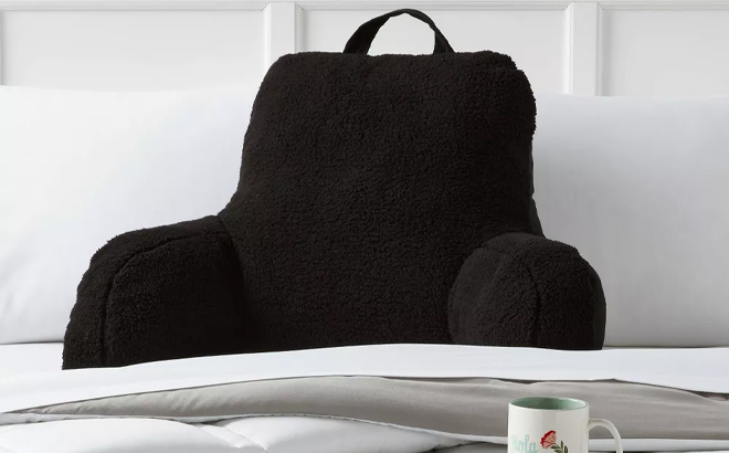 Room Essentials Faux Shearling Bed Rest Black