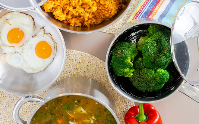 Sedona Stainless Steel Cookware Filled with a Variety of Dishes Sedona Stainless Steel Cookware Filled with a Variety of Dishes