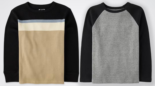 The Childrens Place Boys Colorblock Thermal Raglan Top The Childrens Place Boys Colorblock Thermal Raglan Top
