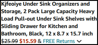Under Sink Organizer Order Summary Under Sink Organizer Order Summary