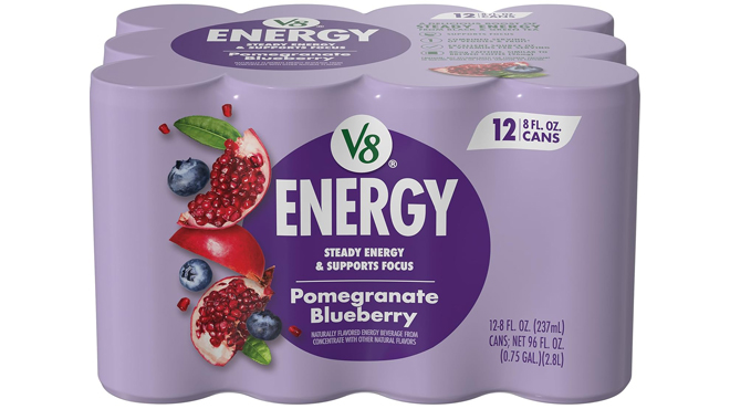 V8 Energy Pomegranate Blueberry Juice Energy Drink 12 Pack