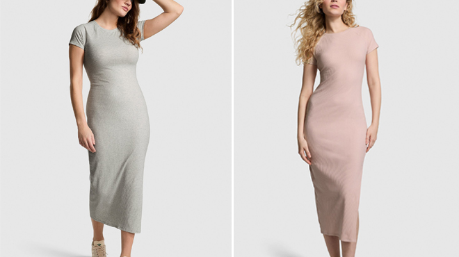Victorias Secret Pink Contour Ribbed Midi Dress Victorias Secret Pink Contour Ribbed Midi Dress