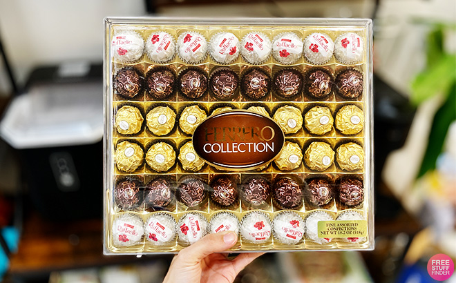 A Person Holding Ferrero Rocher 48 Count Premium Gourmet Assorted Set
