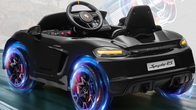 A black Porsche 12V Powered Ride On Toy Car A black Porsche 12V Powered Ride On Toy Car
