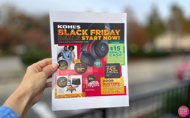 A person holindg a Kohls Black Friday Brochure 1 A person holindg a Kohls Black Friday Brochure 1