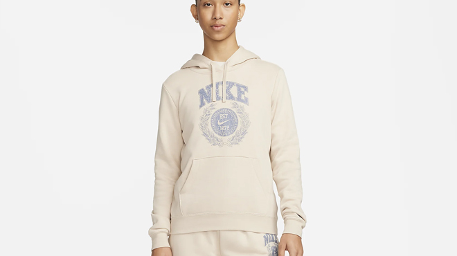 A person wearing Nike Womens Fleece Hoodie A person wearing Nike Womens Fleece Hoodie