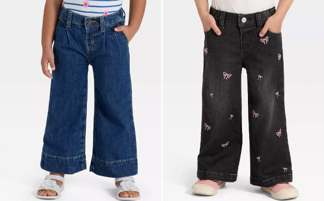 Cat Jack Toddler Girls Pleated Denim Pants Cat Jack Toddler Girls Pleated Denim Pants