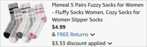 Checkout page of Pleneal Fuzzy Socks 5 Pairs
