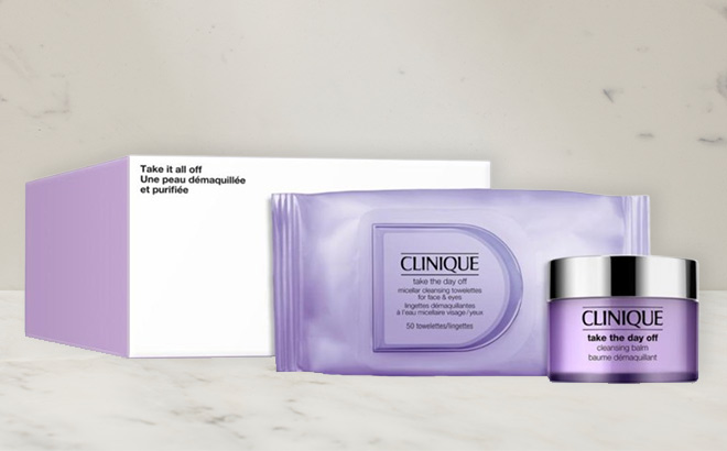 Clinique Take It All Off Makeup Remover Set on the Table Clinique Take It All Off Makeup Remover Set on the Table