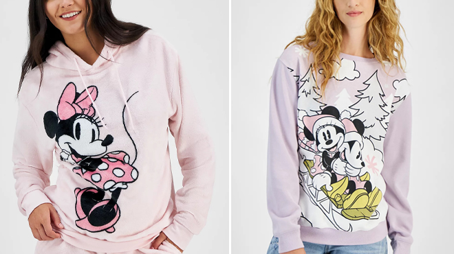 Disney Juniors Minnie Mouse Plush Fleece Graphic Hoodie and Disney Juniors Mickey Minnie Sled Ride Sweatshirt Disney Juniors Minnie Mouse Plush Fleece Graphic Hoodie and Disney Juniors Mickey Minnie Sled Ride Sweatshirt