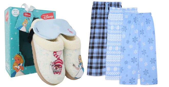 Disney Womens Slippers with Sleep Mask Holiday Gift Set and Holiday Time Kids Cozy Sleep Pants Disney Womens Slippers with Sleep Mask Holiday Gift Set and Holiday Time Kids Cozy Sleep Pants