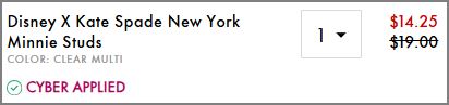Disney X Kate Spade New York Minnie Studs checkout page
