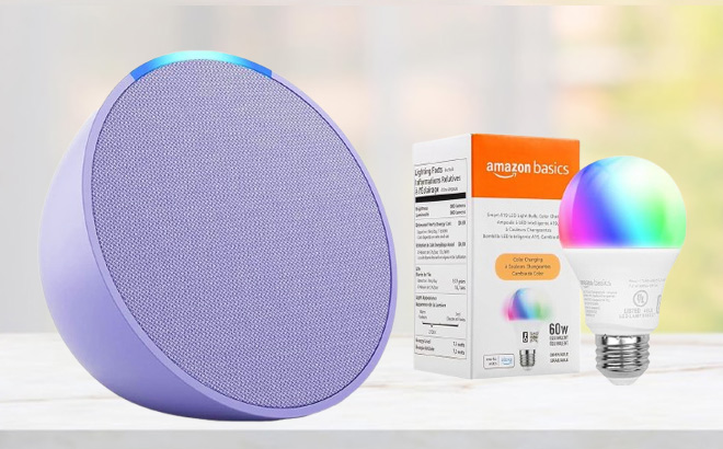 Echo Pop with Amazon Basics Smart Color Bulb