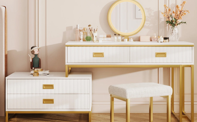 Euroco Large Vanity Desk with Mirror