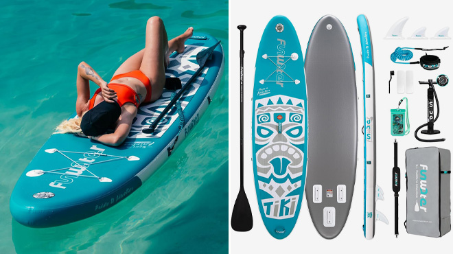 FunWater Inflatable Paddle Board Dark Green Totem Style FunWater Inflatable Paddle Board Dark Green Totem Style