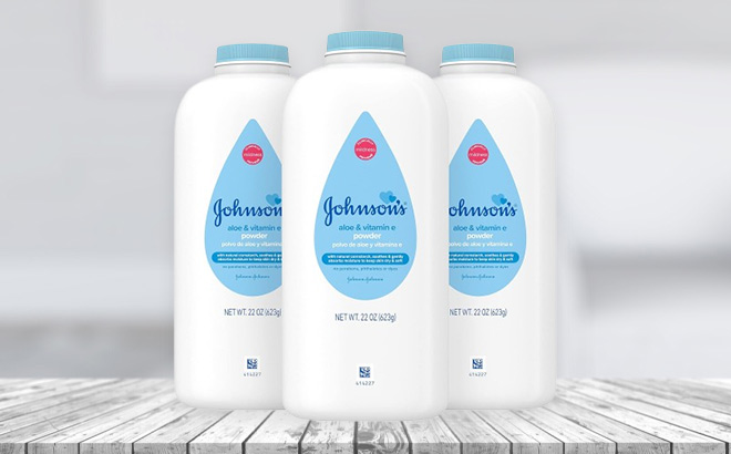 Johnsons Baby Powder 3 Piece on the Table Johnsons Baby Powder 3 Piece on the Table