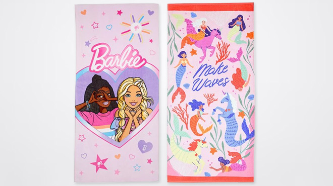Kids Barbie Beach Towel and The Big One Mermaid Unicorn Printed Beach Towel