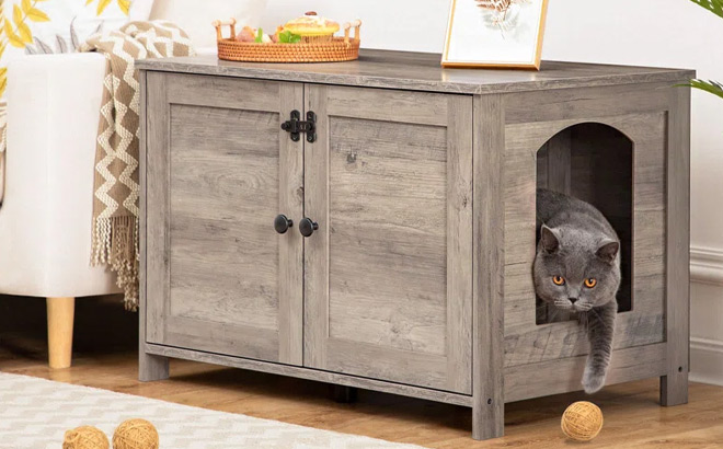 Litter Box Enclosure Furniture Hidden with Latch Litter Box Enclosure Furniture Hidden with Latch