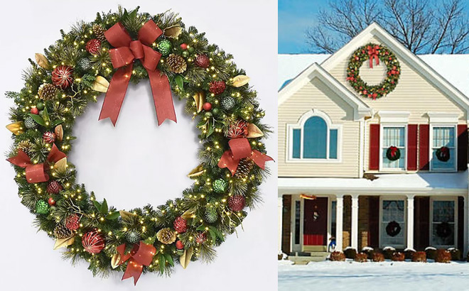 Members Mark 60 Inch PreLit Decorated Wreath Members Mark 60 Inch PreLit Decorated Wreath