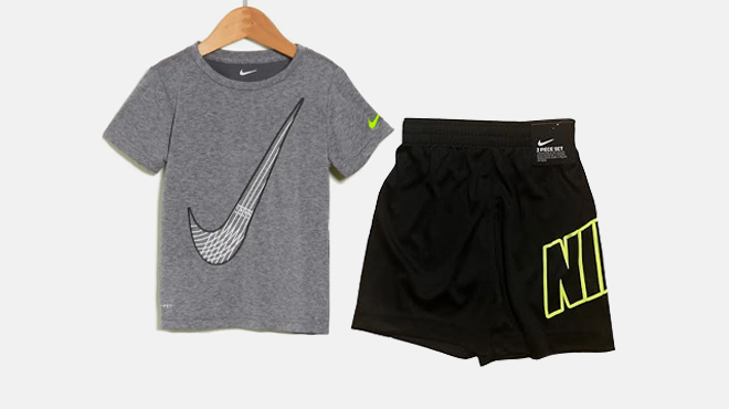Nike Kids Dri FIT Graphic T Shirt and Shorts Set Nike Kids Dri FIT Graphic T Shirt and Shorts Set