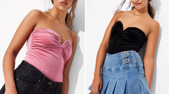 People Wearing Wild Fable Womens Velour Plunge Neck Bodysuit People Wearing Wild Fable Womens Velour Plunge Neck Bodysuit