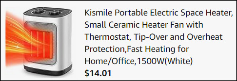 Portable Electric Space Heater Checkout