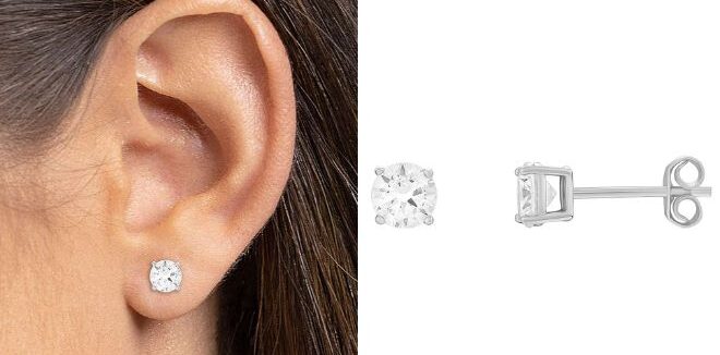 Primrose Sterling Silver Round Cubic Zirconia Stud Earrings Primrose Sterling Silver Round Cubic Zirconia Stud Earrings