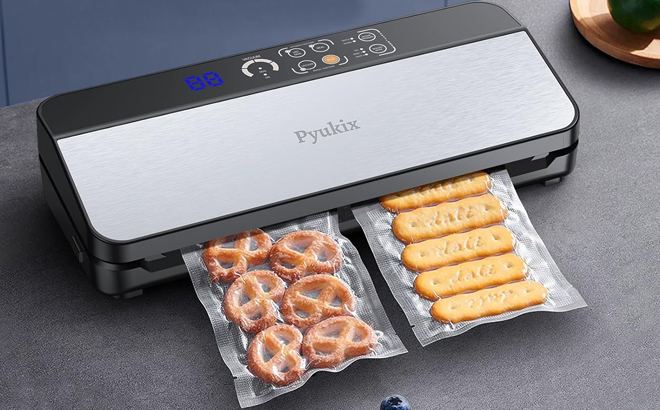 Pyukix Vacuum Sealer Machine on a Countertop Pyukix Vacuum Sealer Machine on a Countertop
